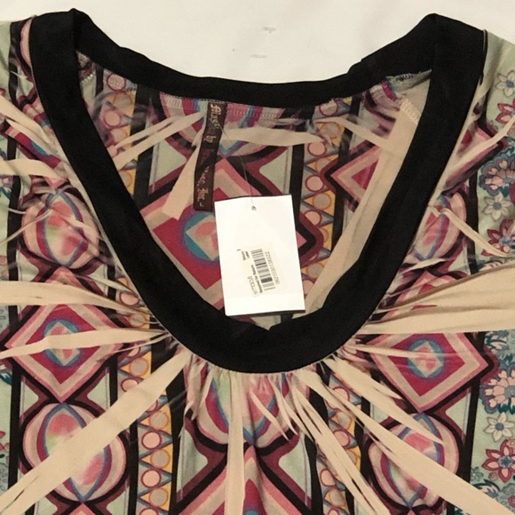 Mushka by Sienna Rose L/S Multicolor Retro Print Groovy Scoop Neck Dress - Large - Picture 3 of 7